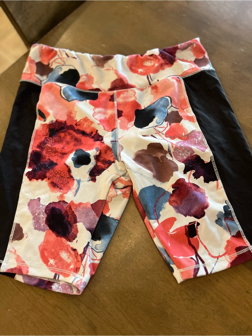 Avia Pink Multi Floral Bike Shorts with Black Panels